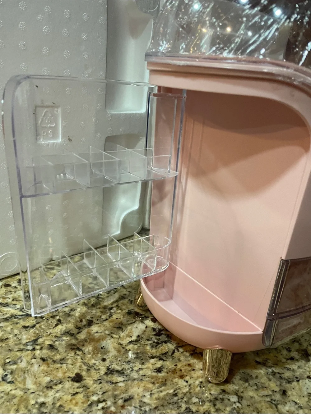 Pink Multi-Drawer Cosmetic Storage Box with Gold Accents